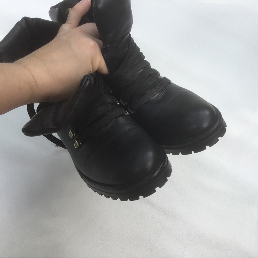 Steve Madden Black Combat Boots Classic Design Galway - Picture 2 of 9